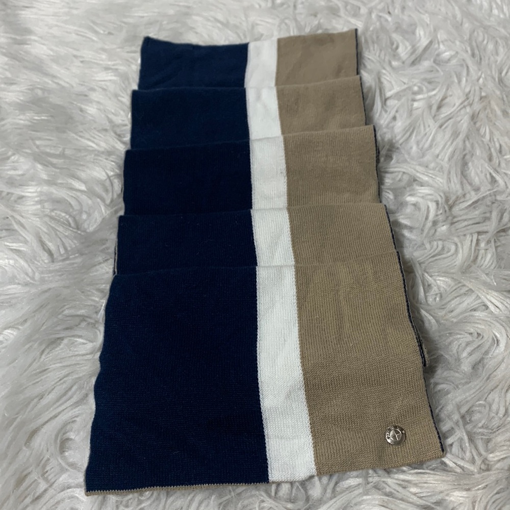 BMW Scarf knit cotton blend stripes blue/white/beige Unisex